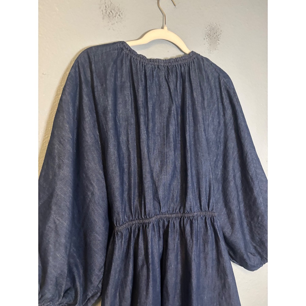 Free People Portia Denim Mini Dress V Neck Size Medium - Picture 8 of 11